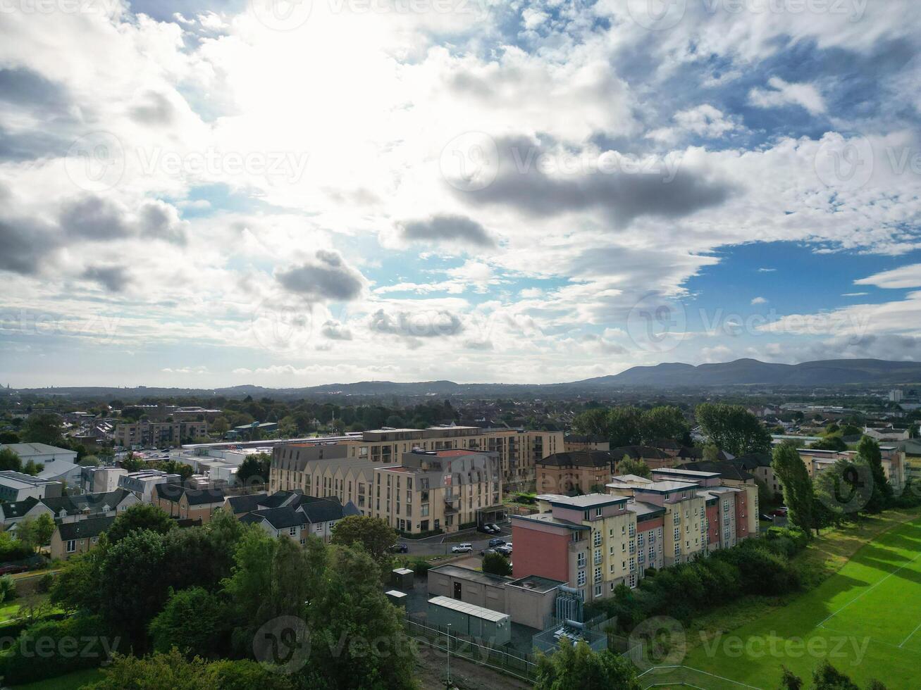 High Angle View of Central Edinburgh City of Scotland United Kingdom During Partly Cloudy Day of August 29th, 2024 photo