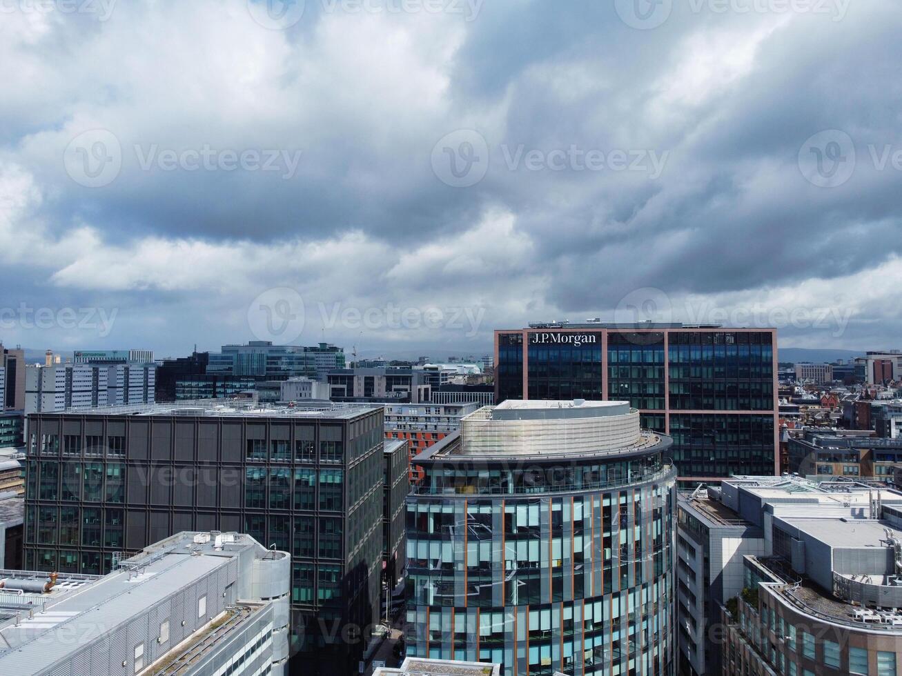 Aerial View of Buildings at Central Glasgow city of Scotland From River Clyde, Great Britain. June 5th, 2024 photo