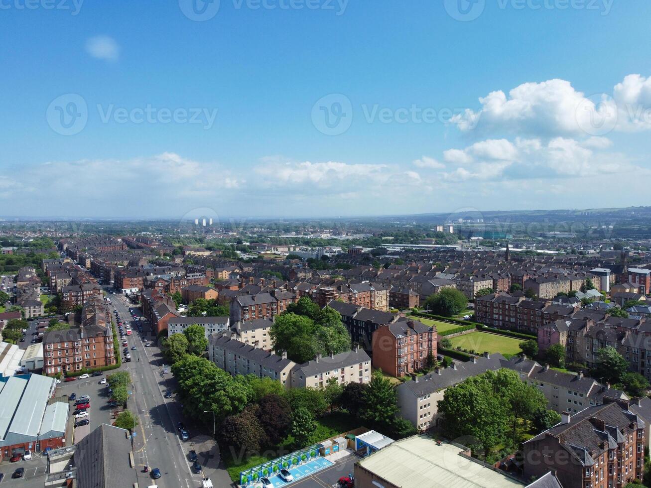 Aerial View of Buildings at Central Glasgow city of Scotland From River Clyde, Great Britain. June 5th, 2024 photo