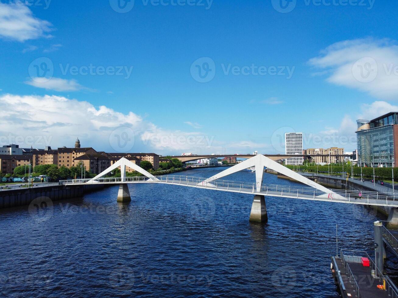 Aerial View of Buildings at Central Glasgow city of Scotland From River Clyde, Great Britain. June 5th, 2024 photo