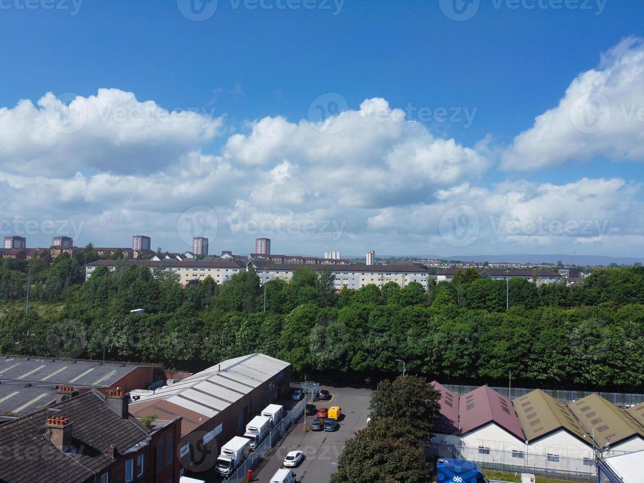 Aerial View of Buildings at Central Glasgow city of Scotland From River Clyde, Great Britain. June 5th, 2024 photo