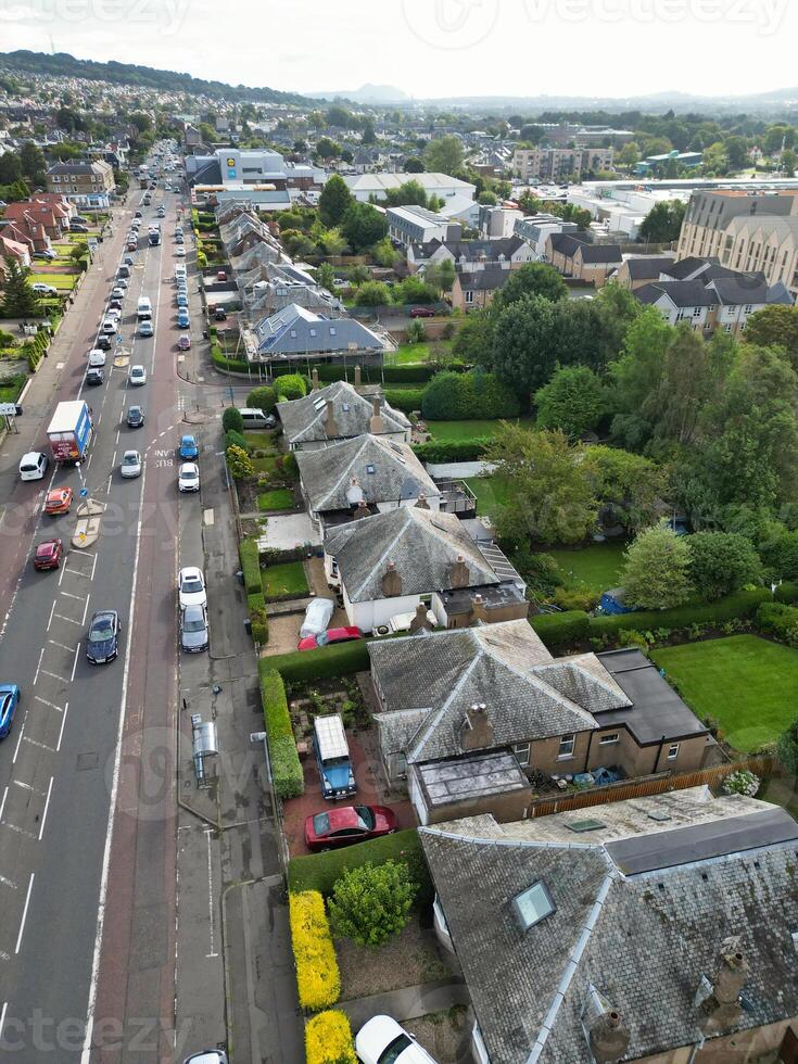 High Angle View of Central Edinburgh City of Scotland United Kingdom During Partly Cloudy Day of August 29th, 2024 photo