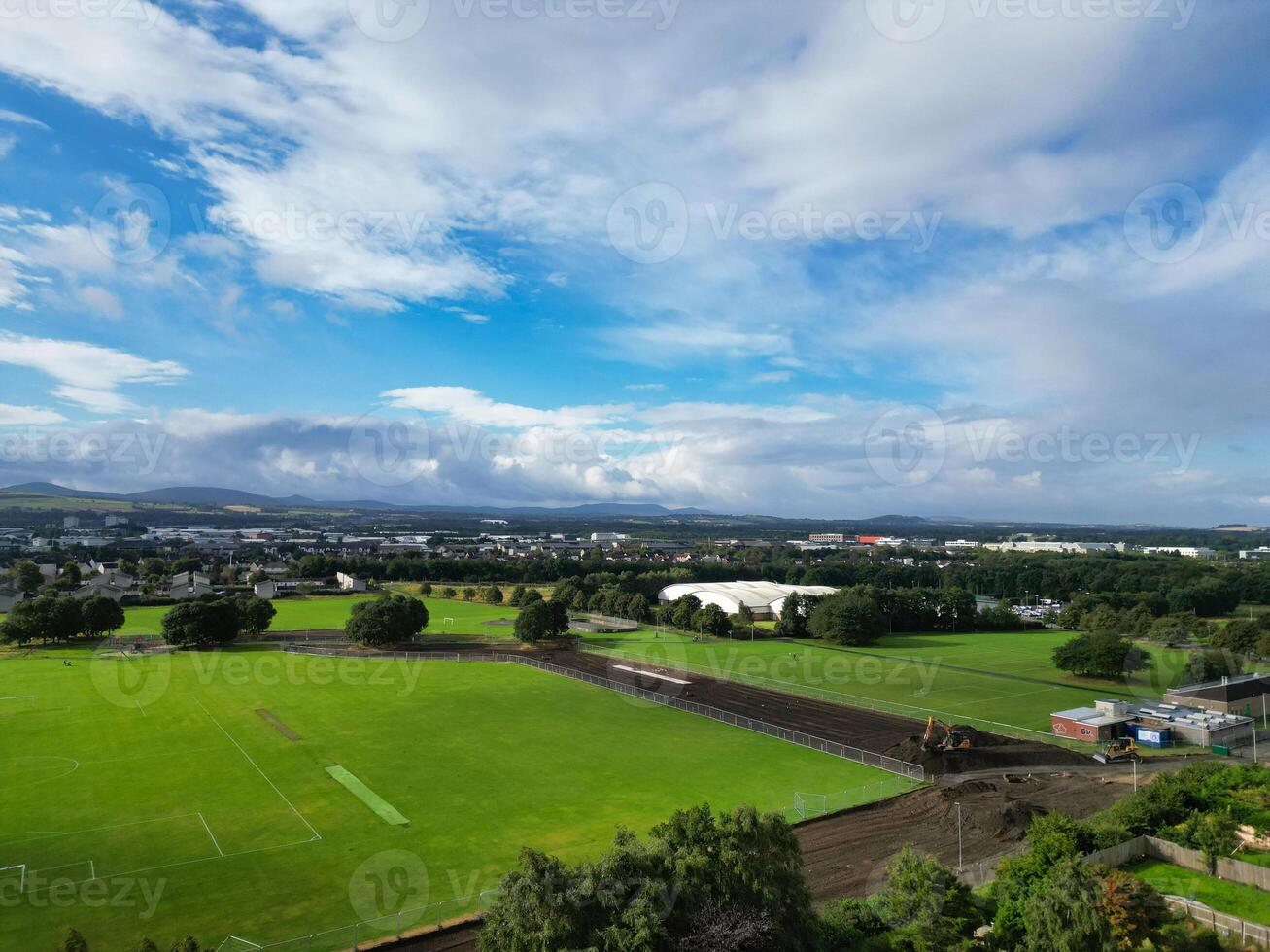 High Angle View of Central Edinburgh City of Scotland United Kingdom During Partly Cloudy Day of August 29th, 2024 photo