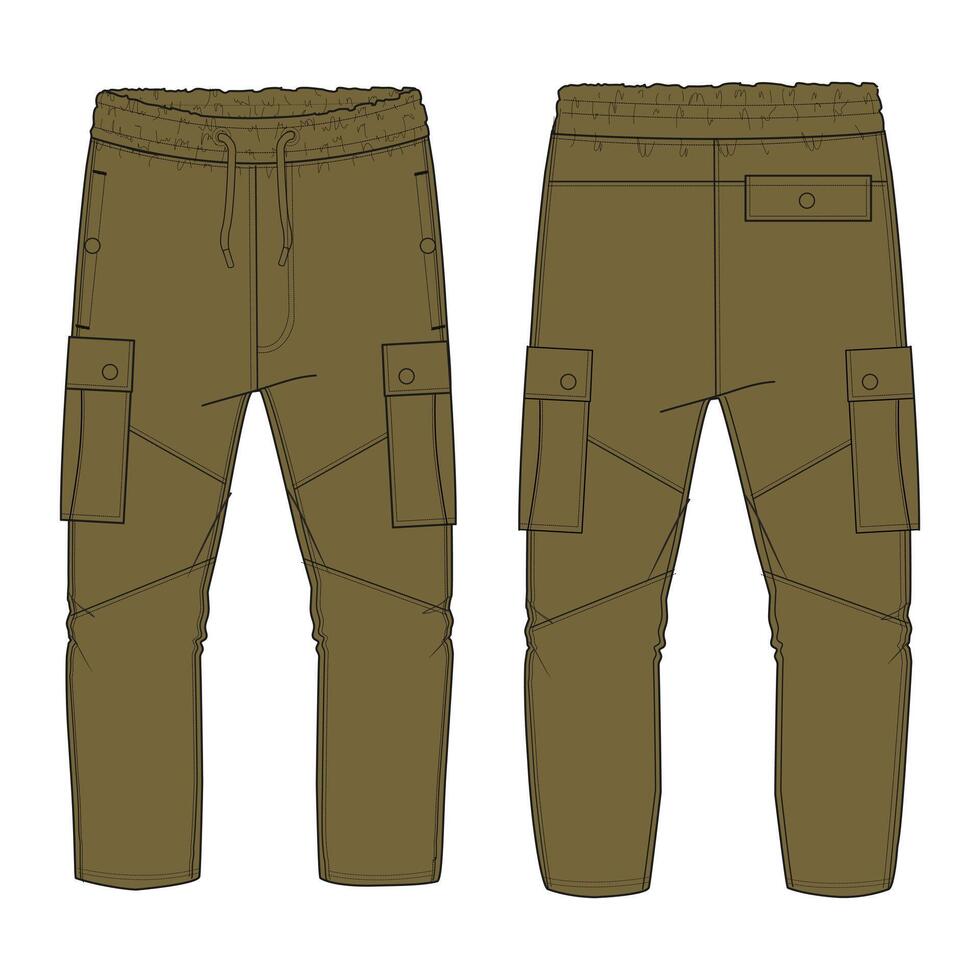 Sweatpants template front and back views isolated on white background vector