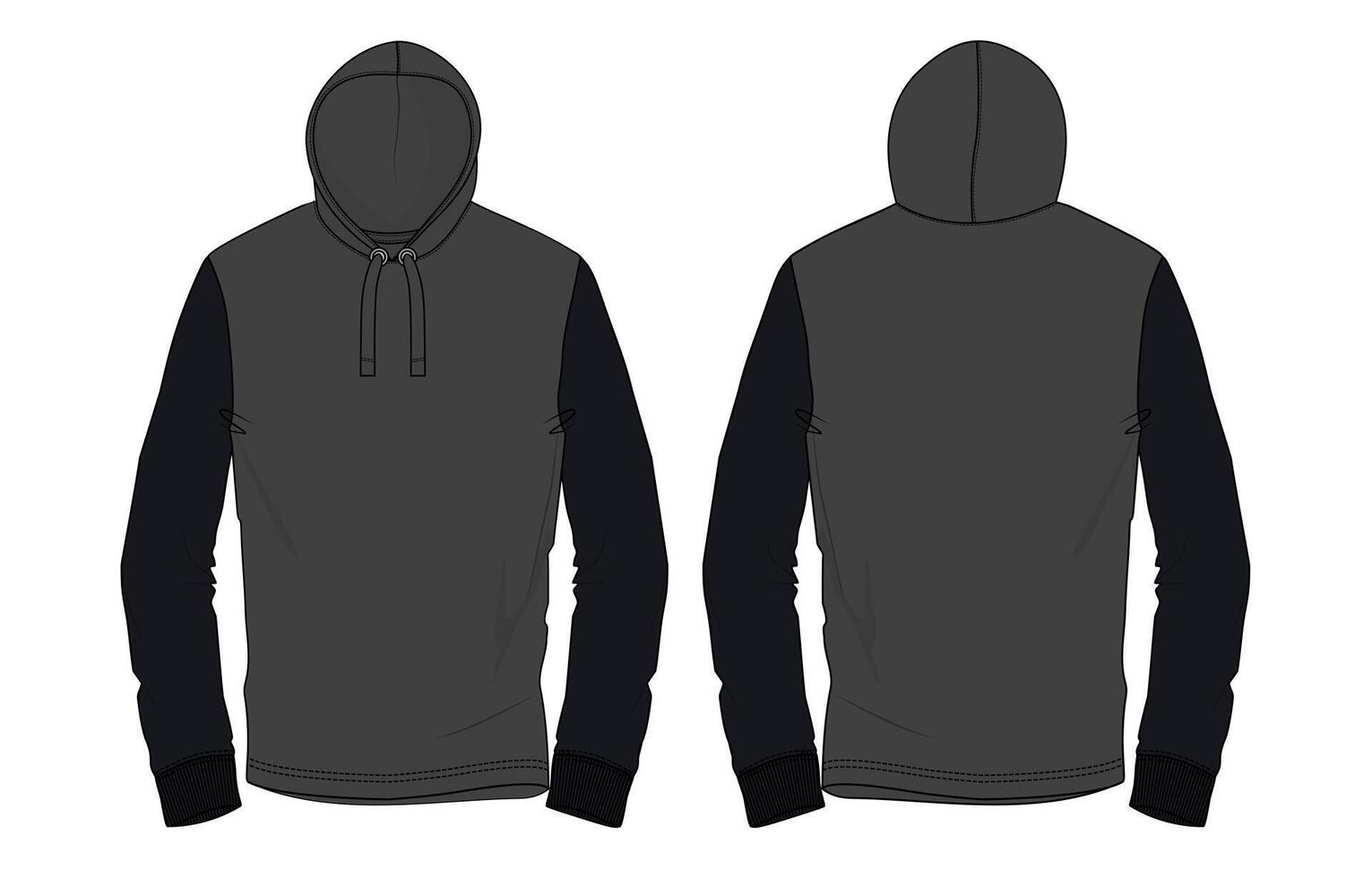 A black and gray hoodie with sleeves vector