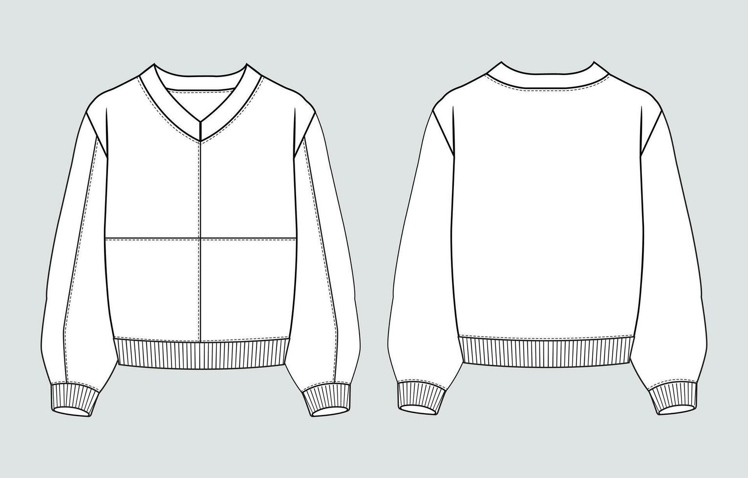 A white and black sweater with a v - neck vector