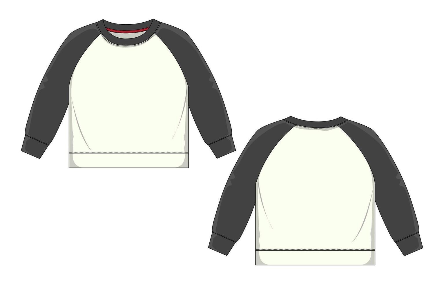 A white and black baseball shirt with a red trim vector