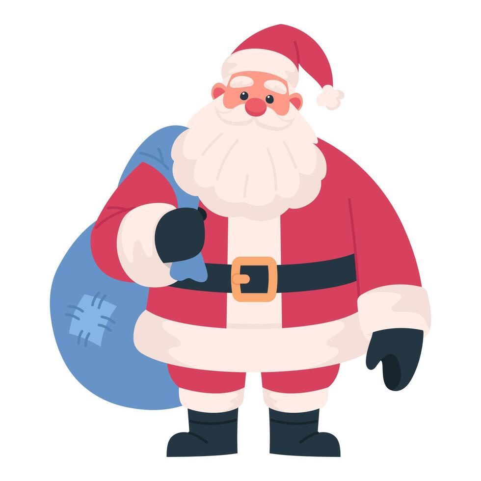 Santa Claus with a bag of gifts, illustration on a white background vector