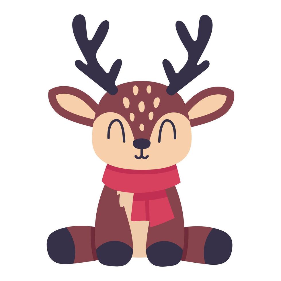 Funny deer front view, illustration on white background vector