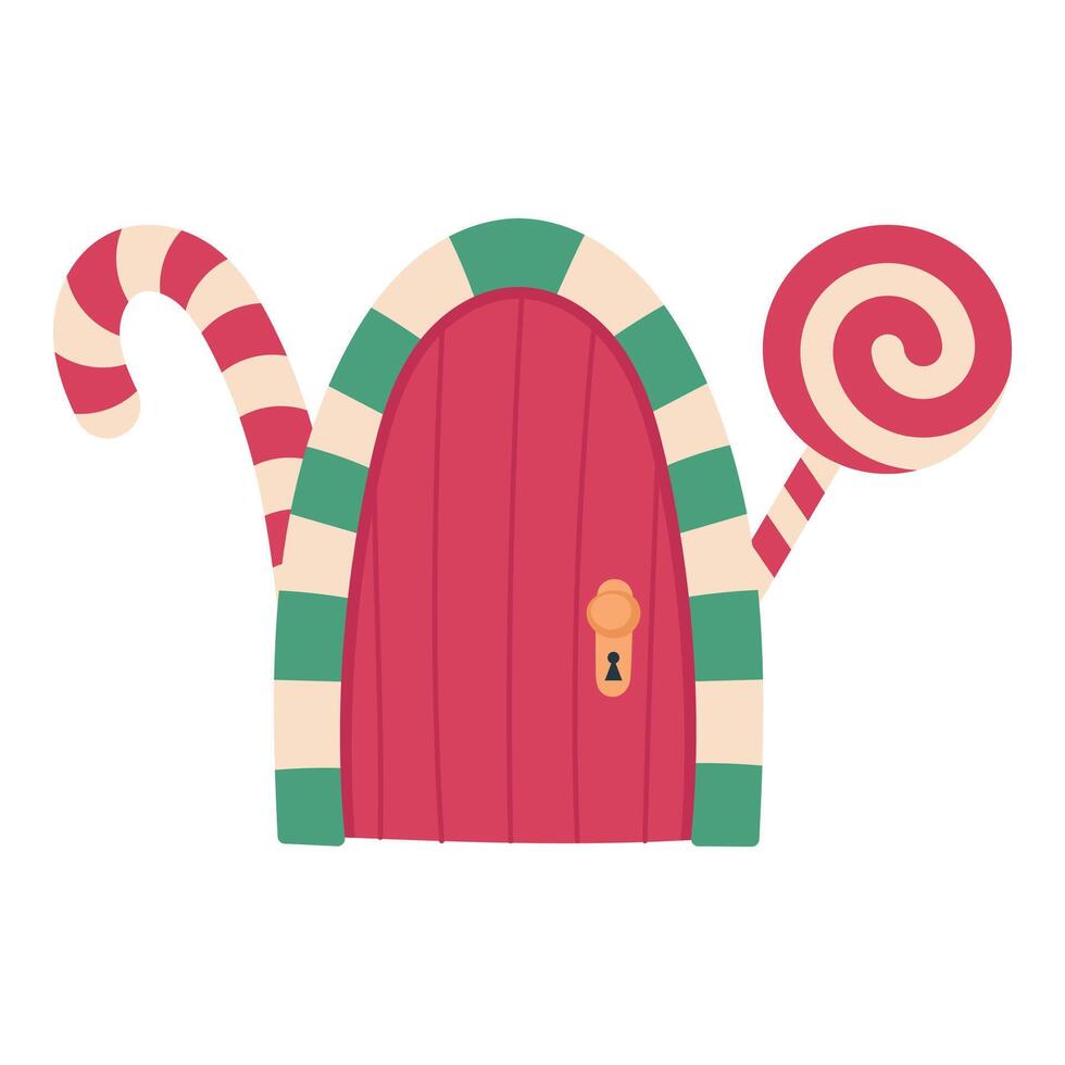 Christmas doors decorated with wreath and candy canes on white background vector