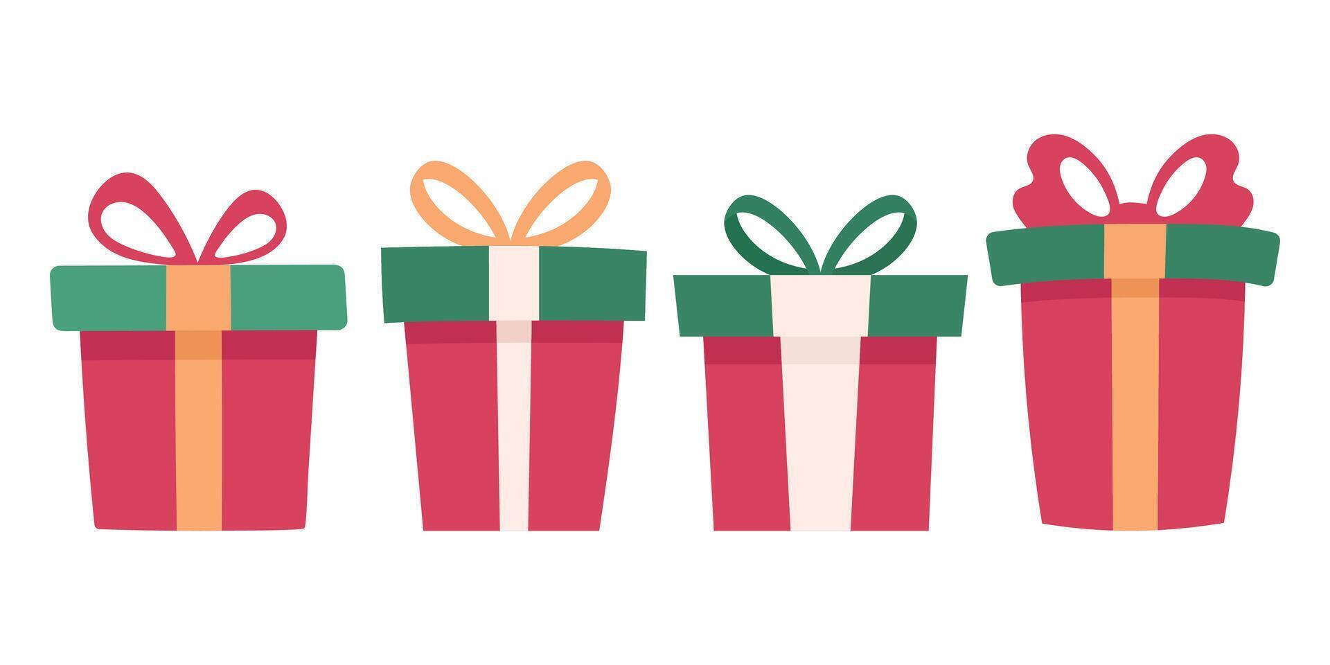 Set of New Year gifts. Isolated on white background vector