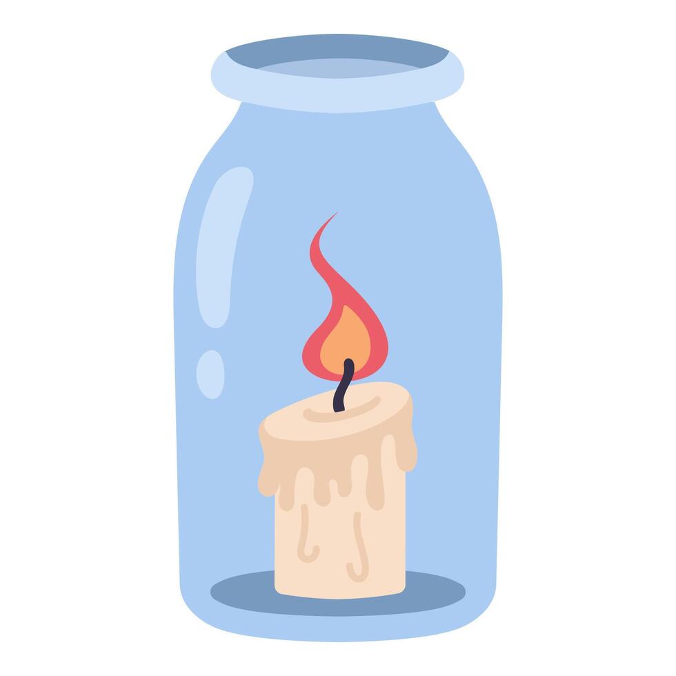 Cozy candle in a jar on a white background vector