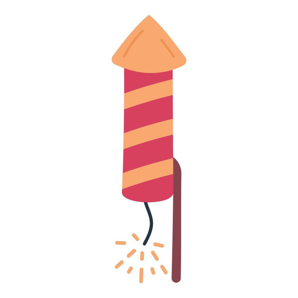 Firework rocket, hand drawn on white background vector