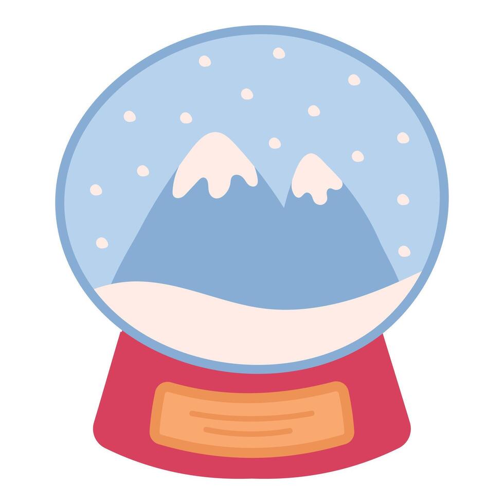 Winter snow globe with mountains and snow, illustration on a white background vector