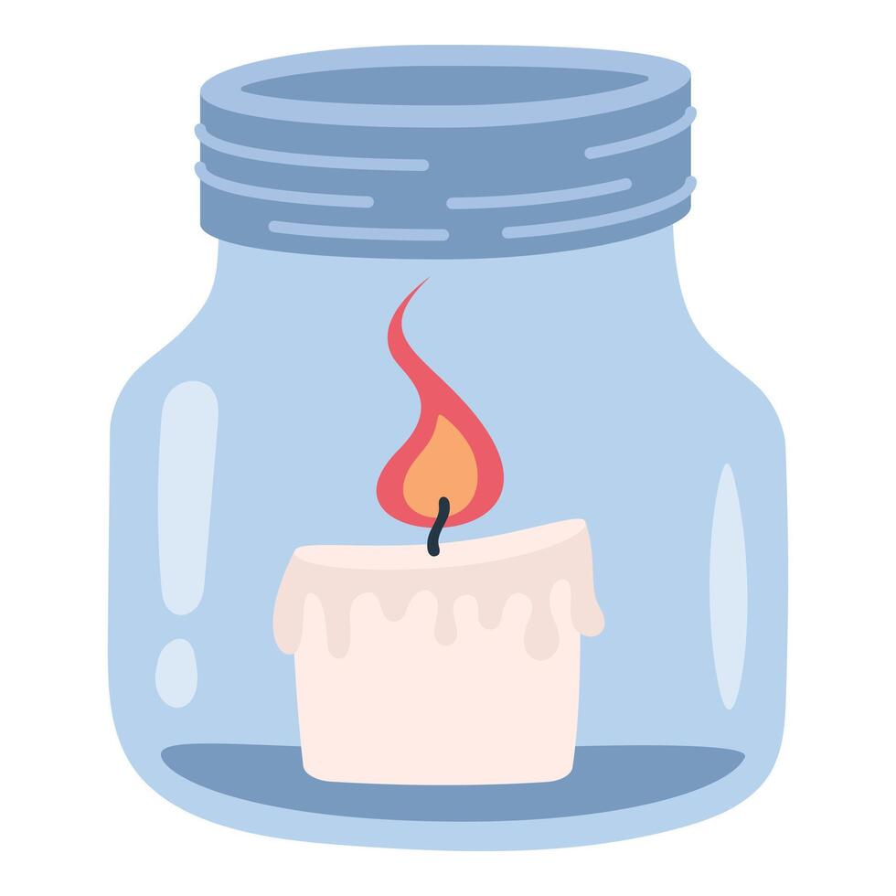 Cozy candle in a jar on a white background vector