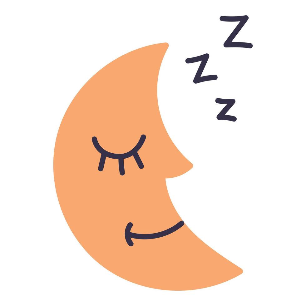 Sweetly sleeping moon, hand drawn vector