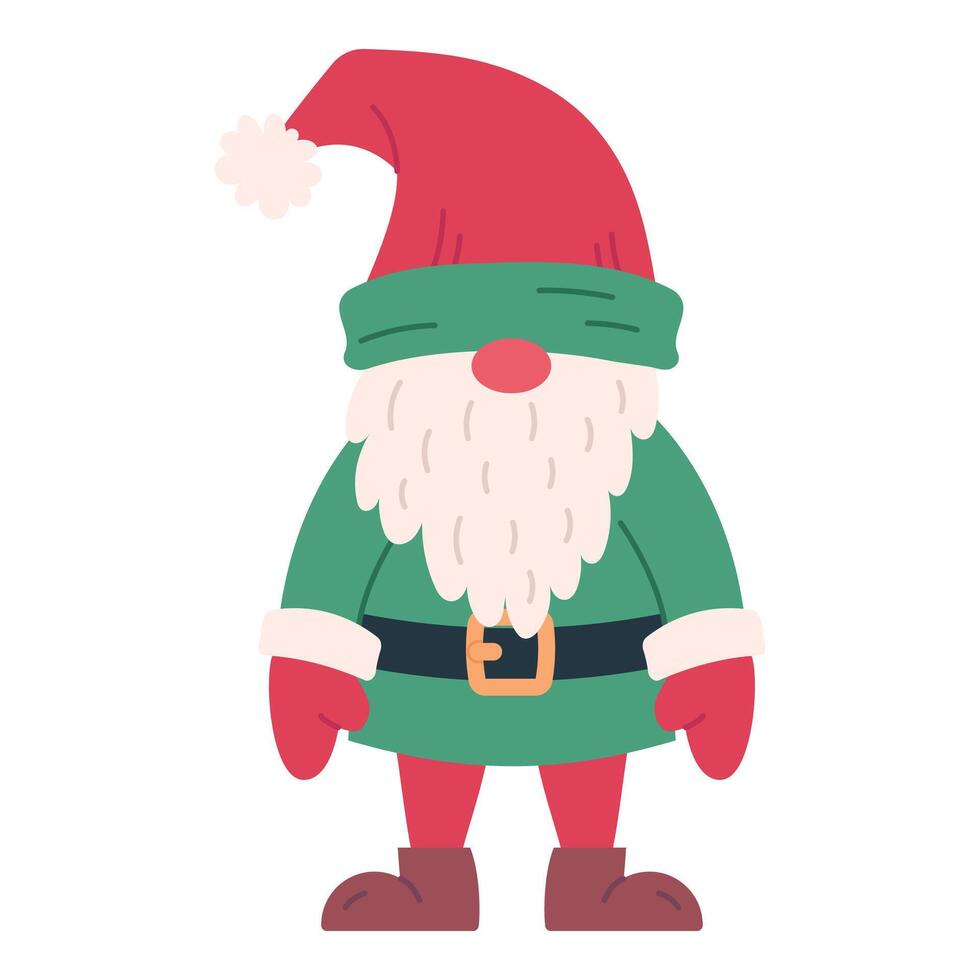 Christmas elf, Santa's little helper in green suit. Isolated on white background vector