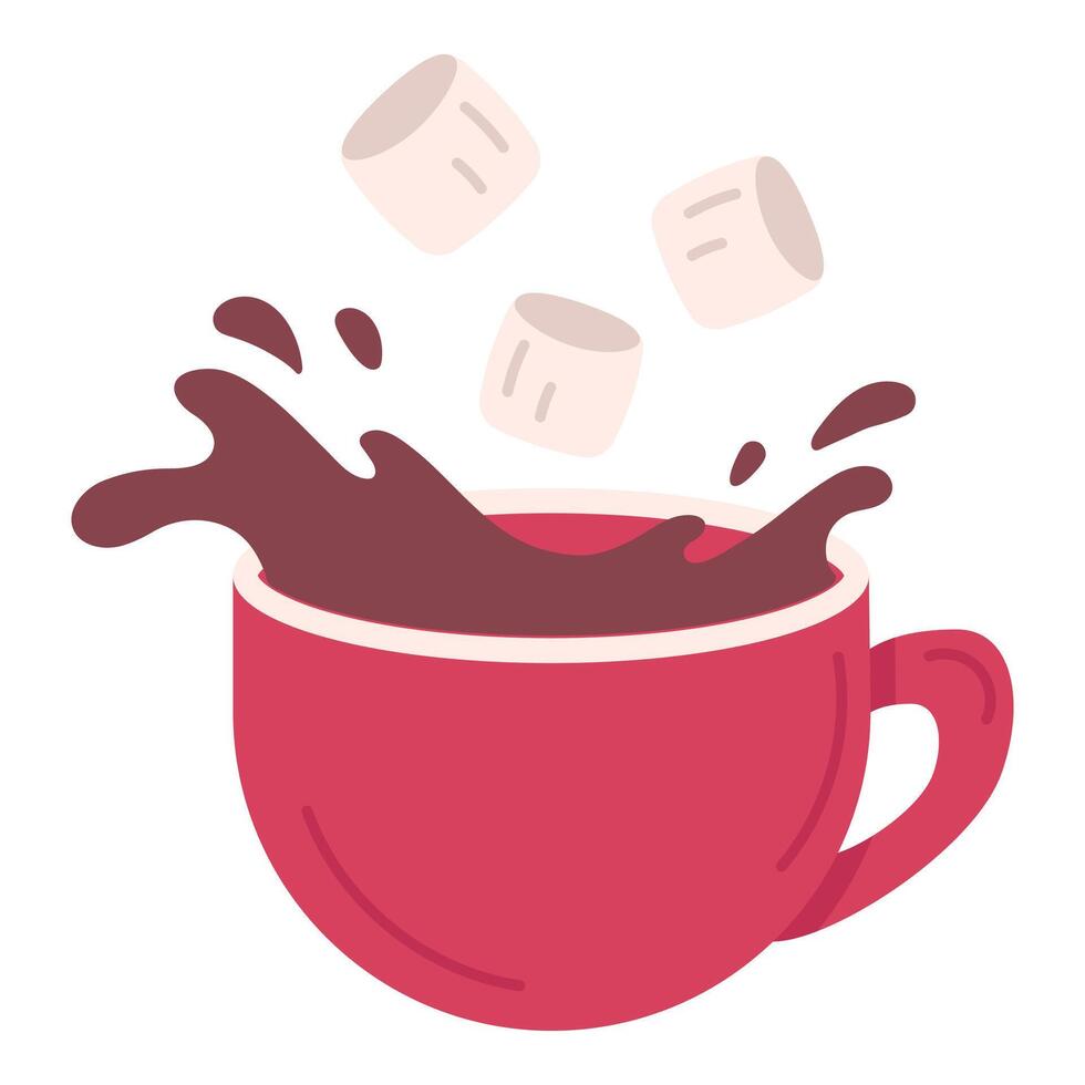 Hot chocolate with marshmallows. Hand drawn. Isolated on white background vector