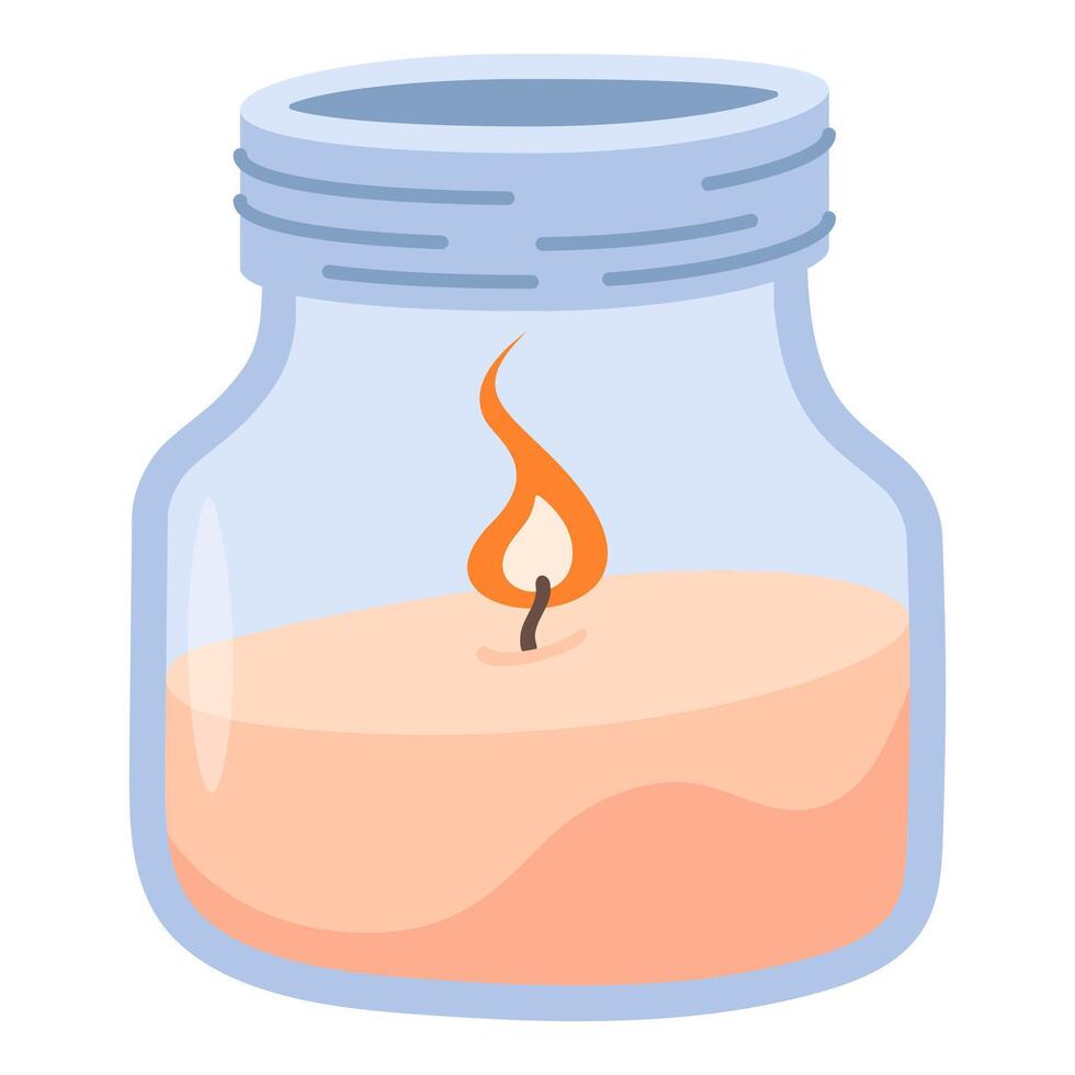 Cozy candle in a jar on a white background vector