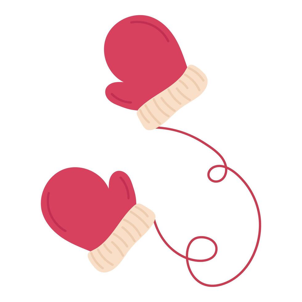 Red mittens. Hand drawn element. Isolated on white background vector