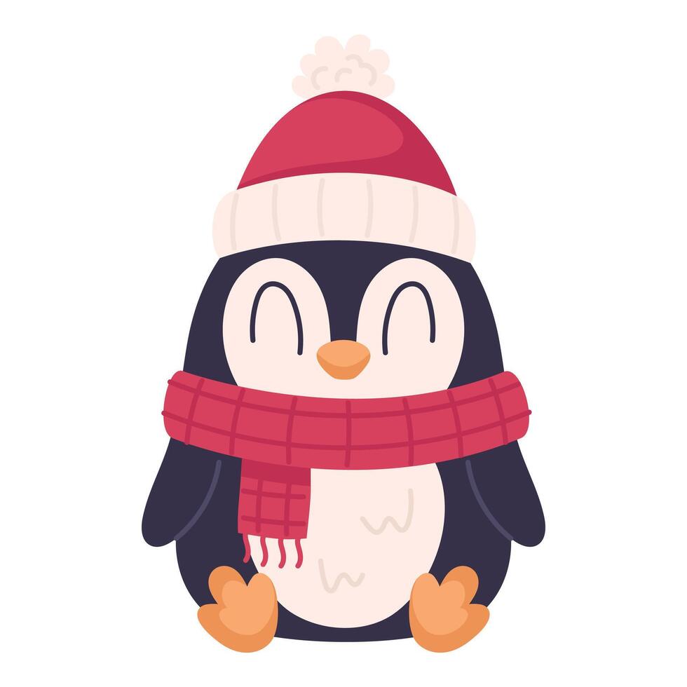 Cute penguin on white background vector