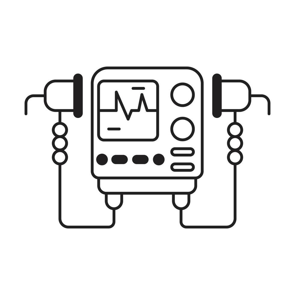 Defibrillator medical device icon on white background vector