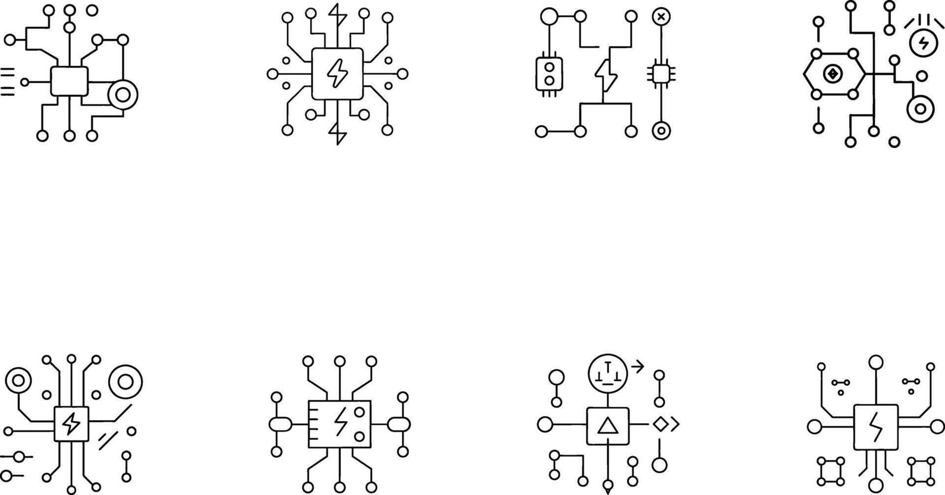 Circuit Board Technology Line Art Icons Set vector