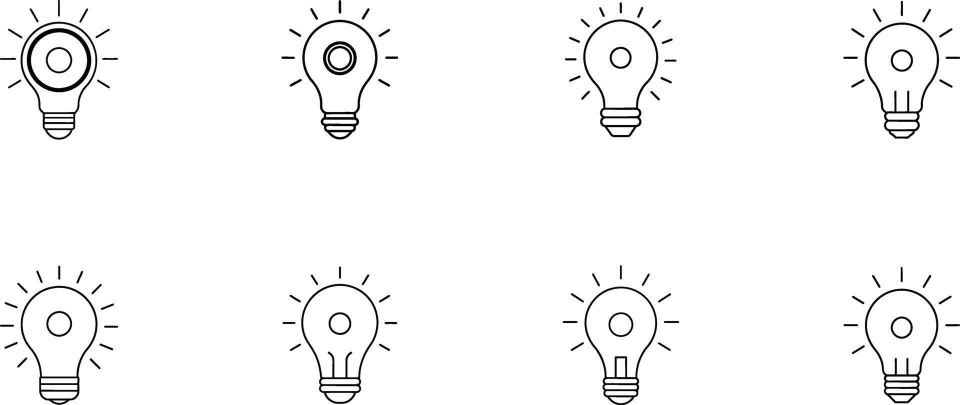 Light Bulb Icon Set Design Elements, Idea Concept vector