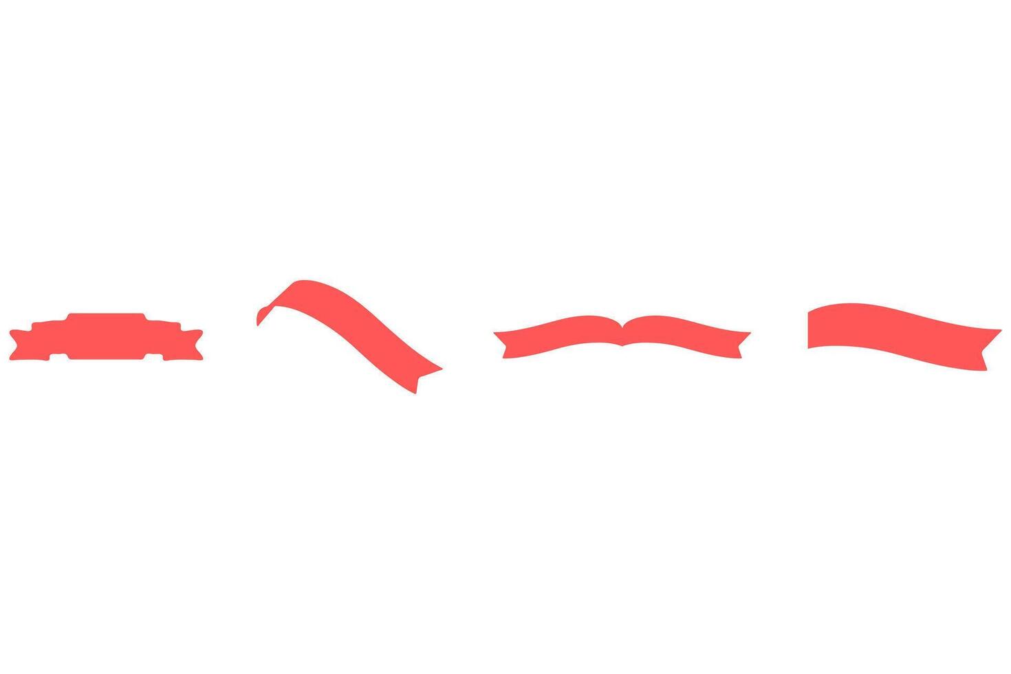 Simple ribbon ornament icon set vector