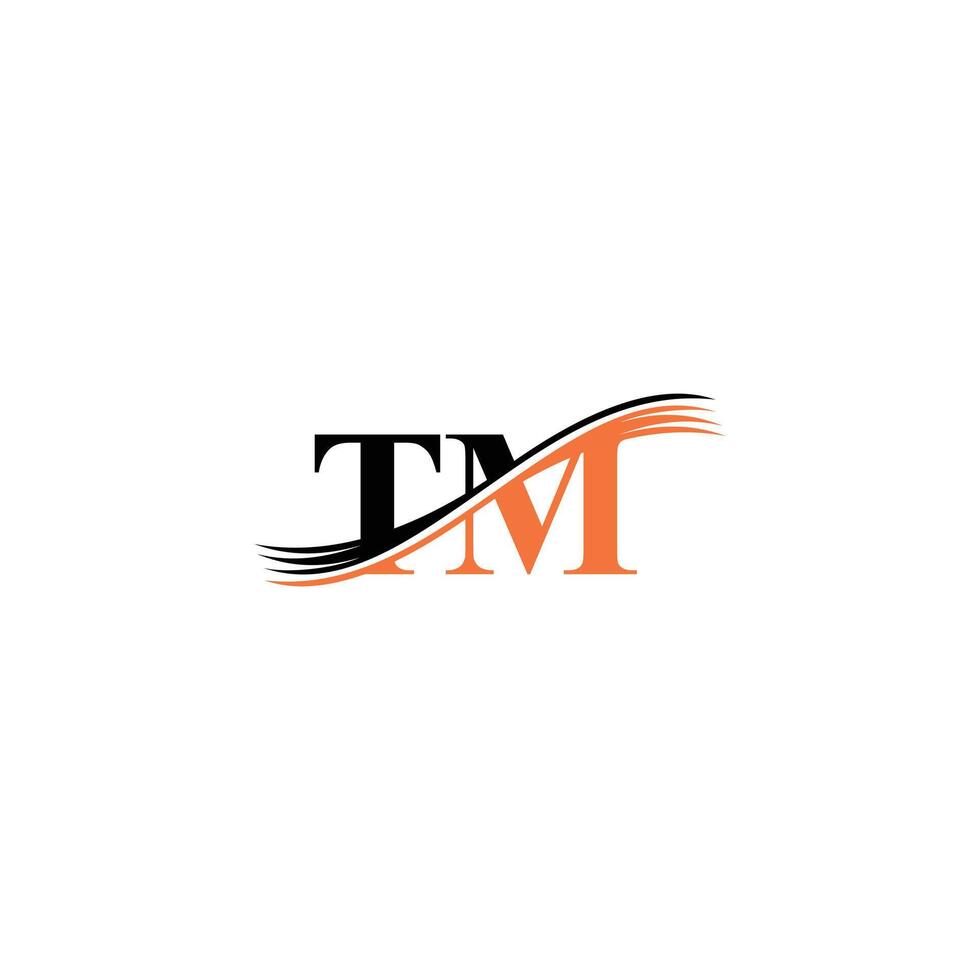 TM Letter Creative Modern Monogram Three Black Swoosh Design Logo vector