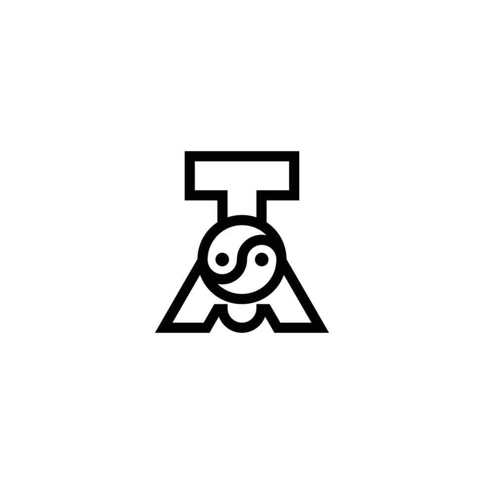 Ying yang Modern Initial logo 2 letters black simple TM vector