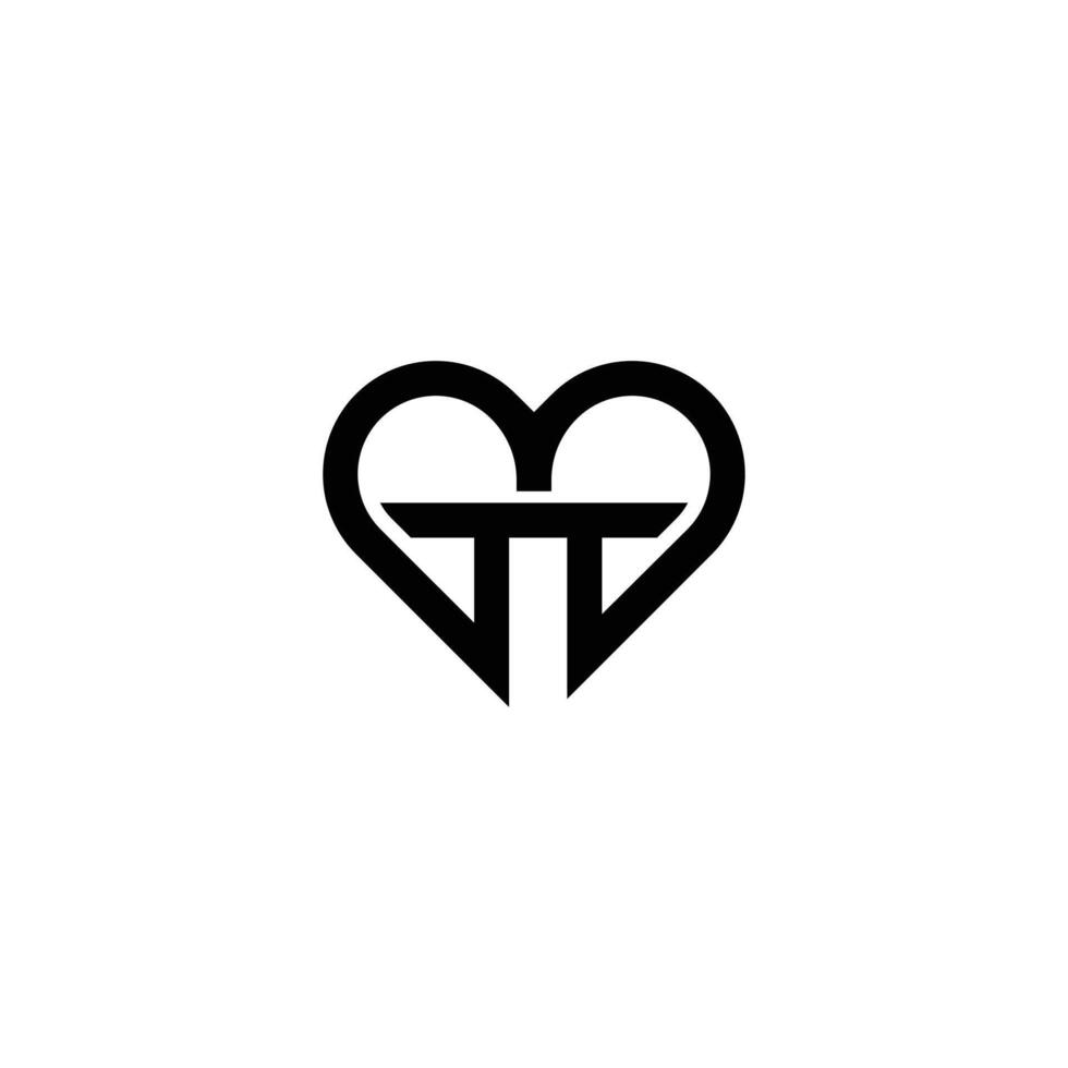 Logo design letters T and M. Love shape. vector