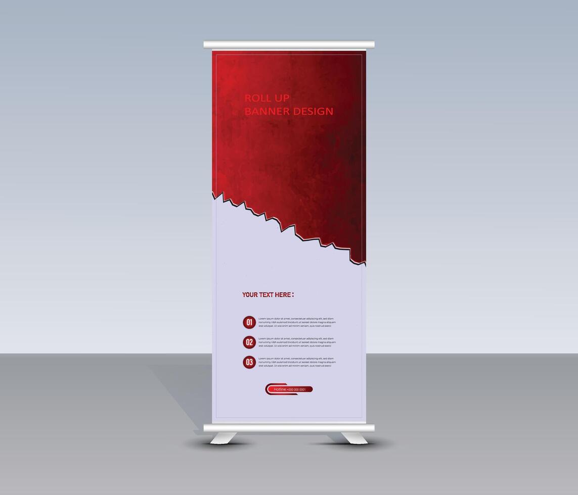 Modern red and white roll up banner design vector