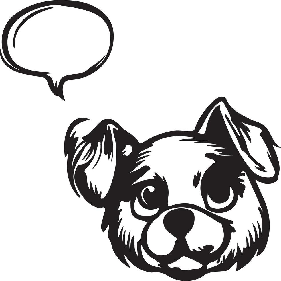 An adorable dog with a speech bubble, ideal for creative designs and art projects vector
