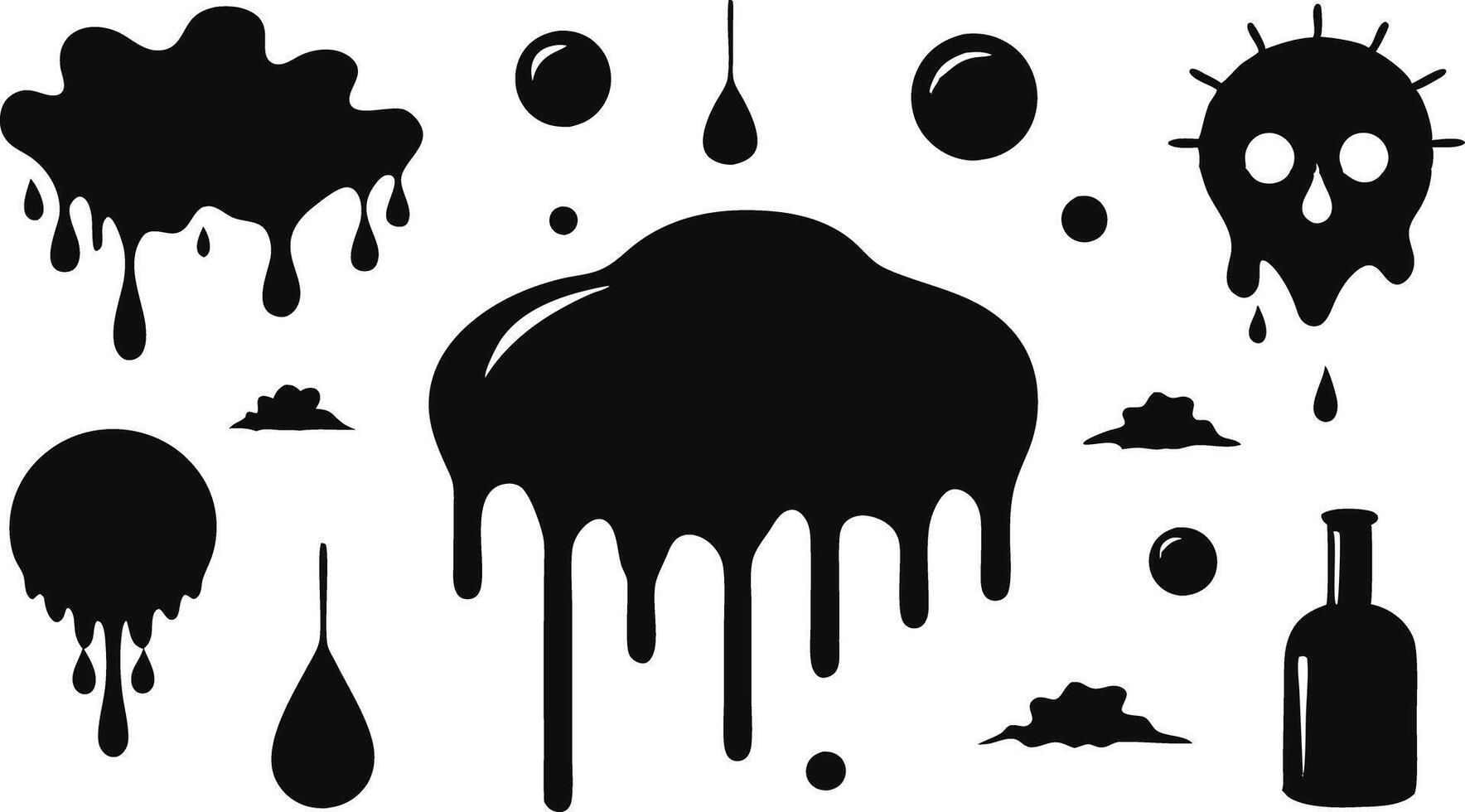 Black Splatter Ink Elements vector