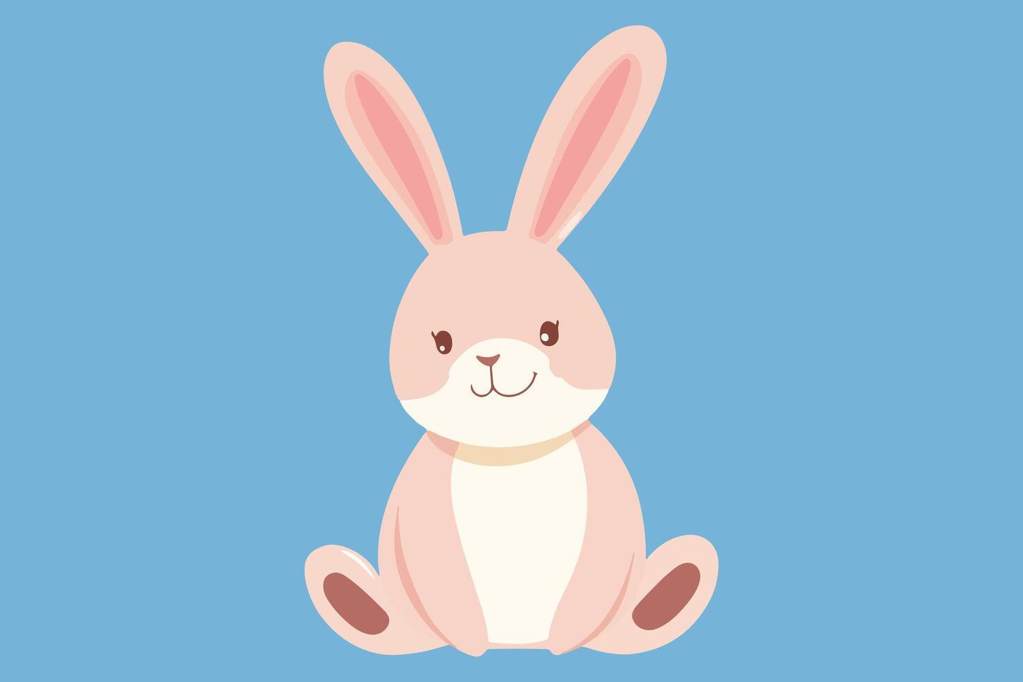 An adorable and cute cartoon rabbit happily sitting on a delightful blue background vector