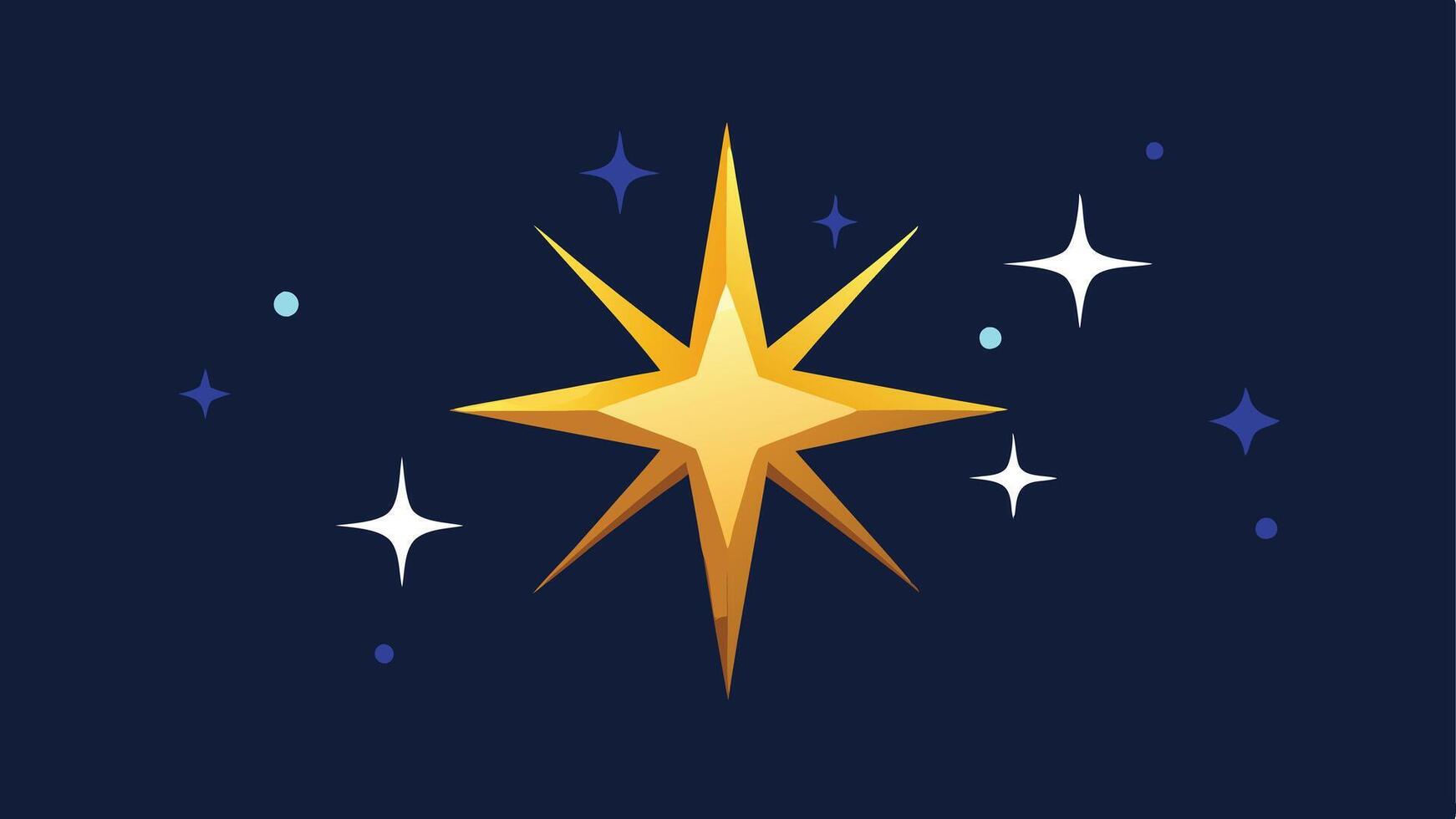Golden Star in Night Sky vector