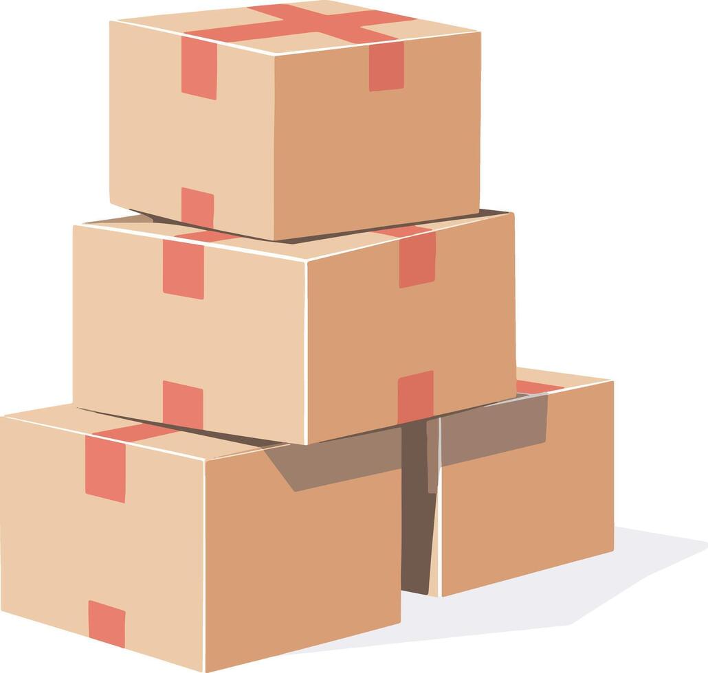 A stack of boxes with red tape on them vector