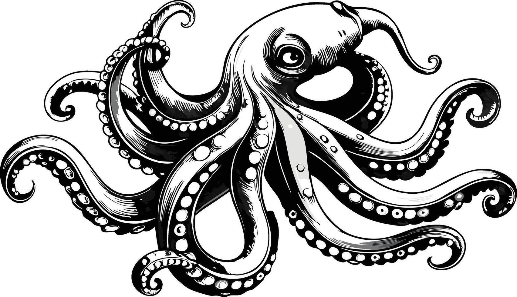 An Illustrative Artwork of an Octopus in Black and White That is Artistic and Unique vector