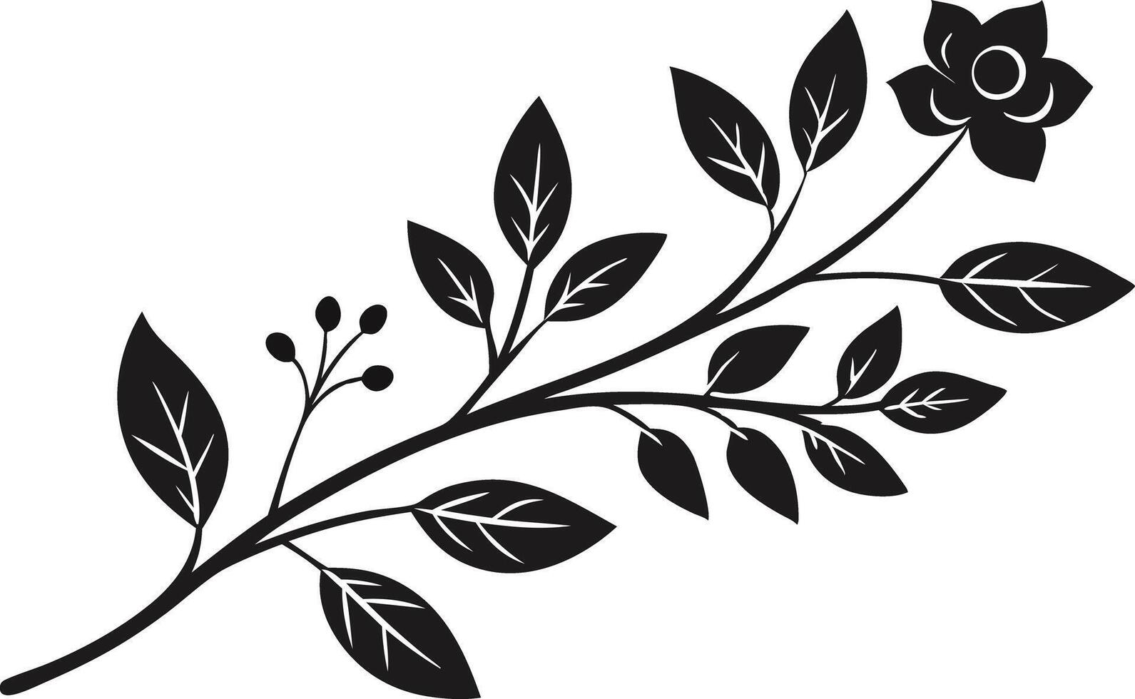 Black and White Floral Branch vector