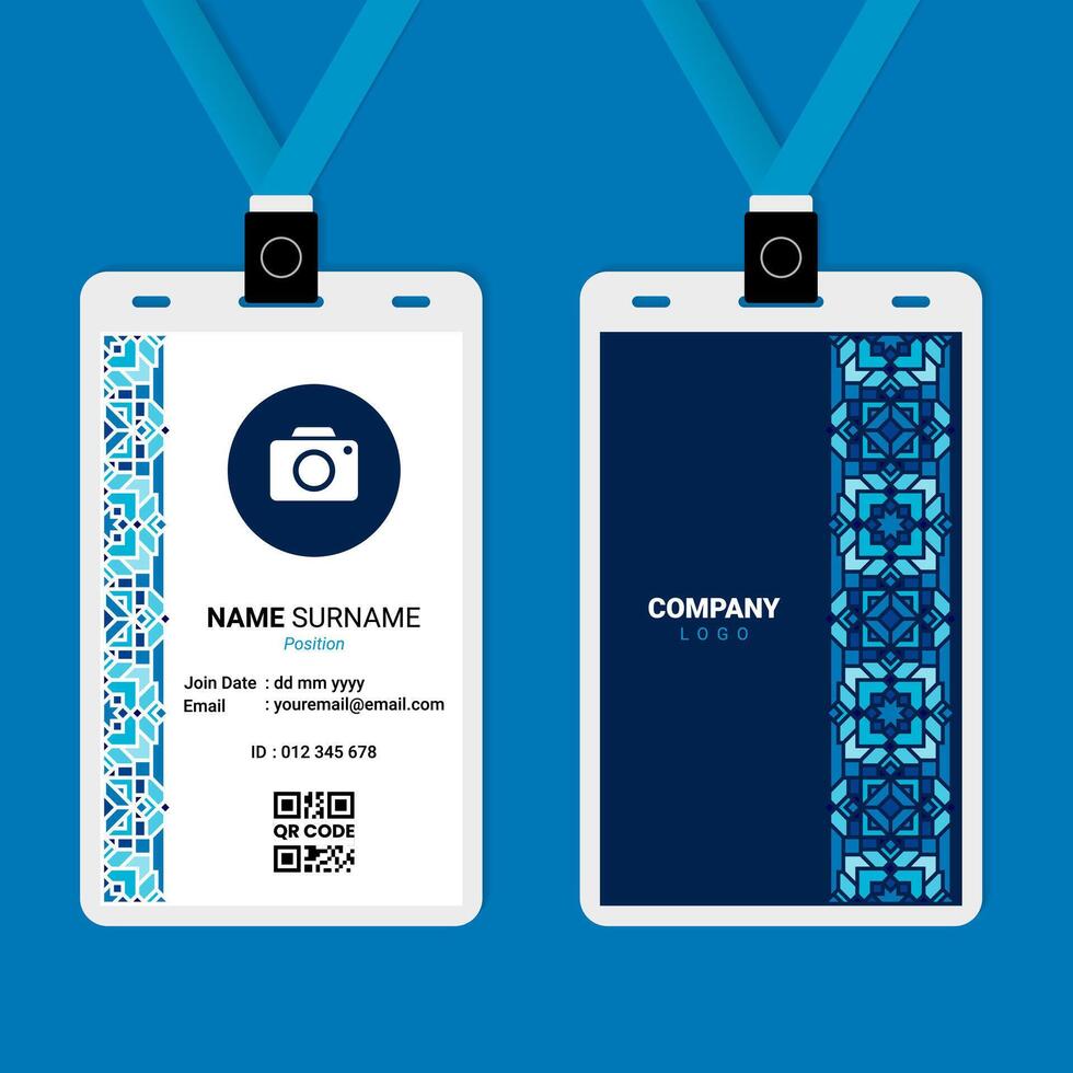Oriental ID Card Design with Winter Ornament vector