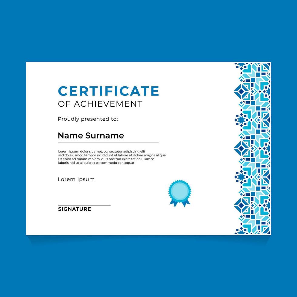 Oriental Certificate Design with Ornament on Right Side vector