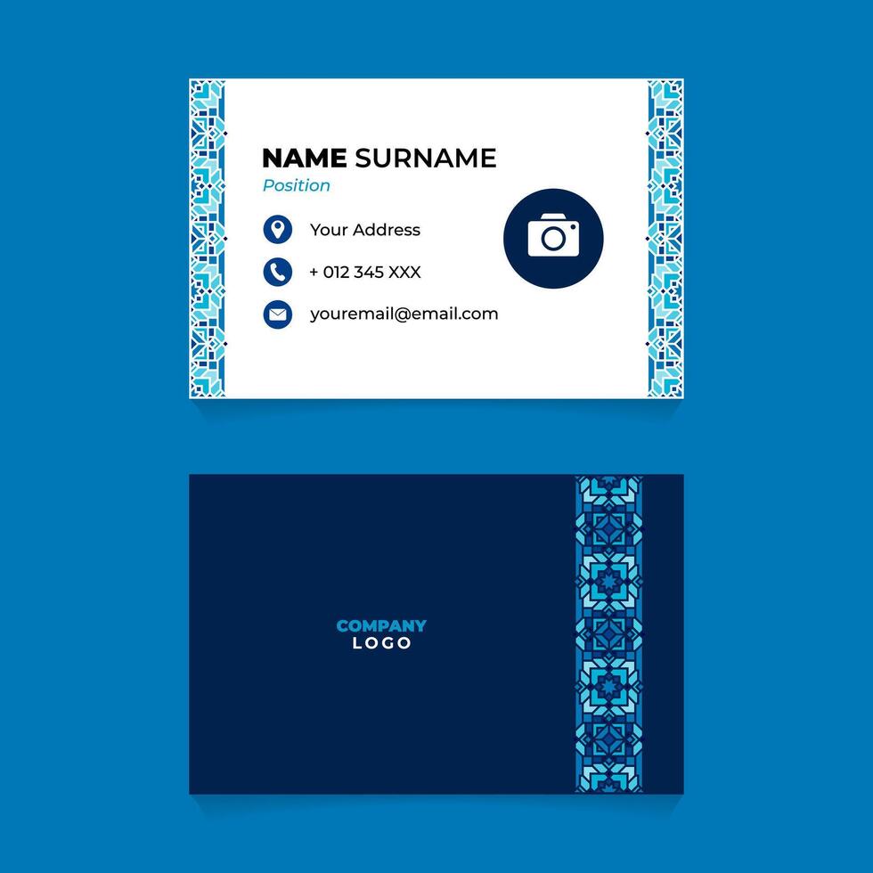 Oriental Name Card Design with Winter Ornament vector