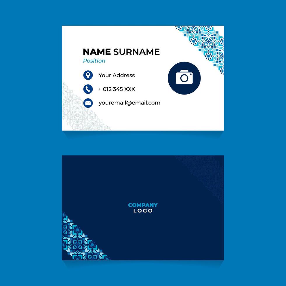 Oriental Name Card Design with Diagonal Ornament vector