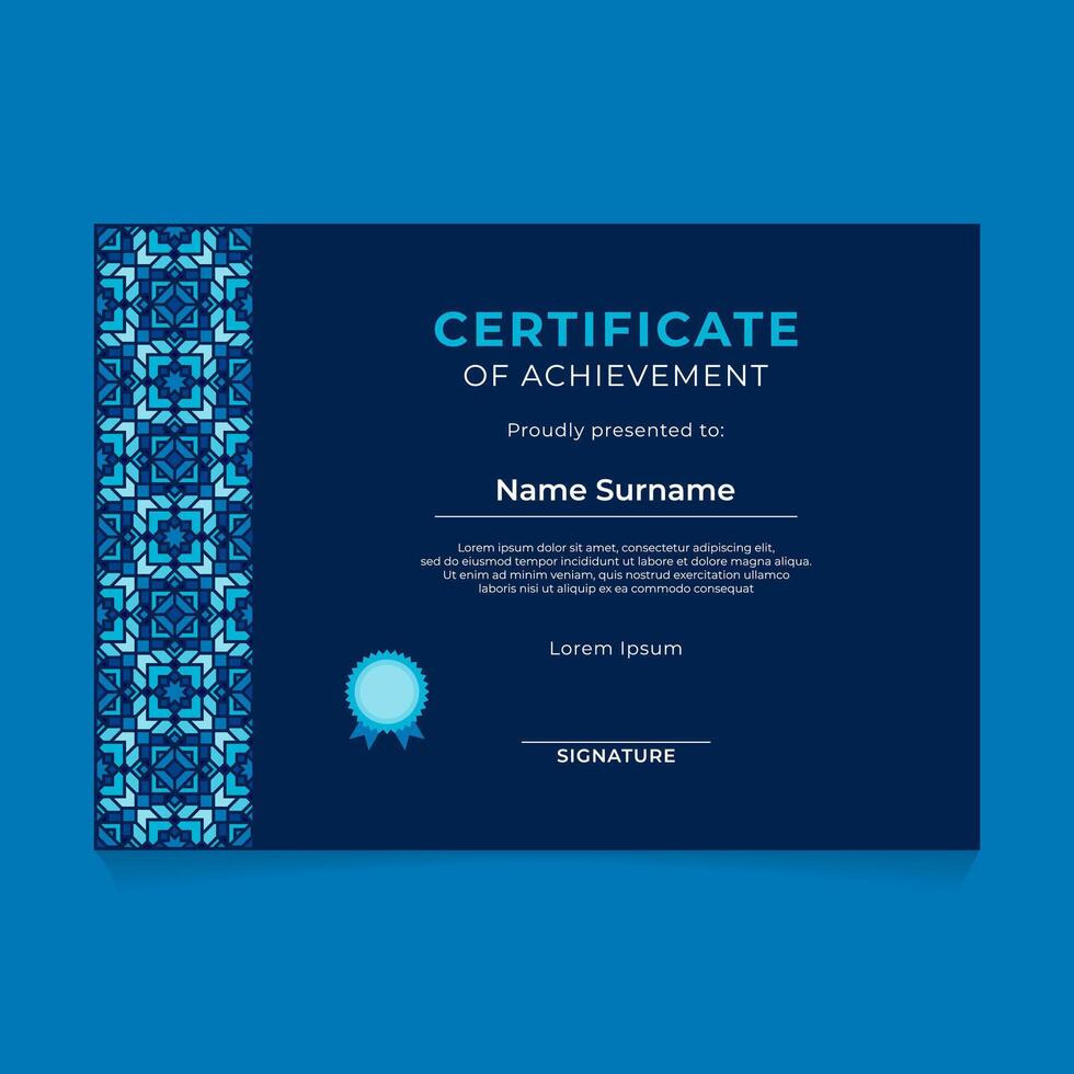 Oriental Certificate Design on Dark Theme with Winter Ornament vector