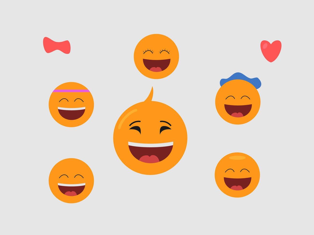 Smiling emojis flat design illustration white background vector