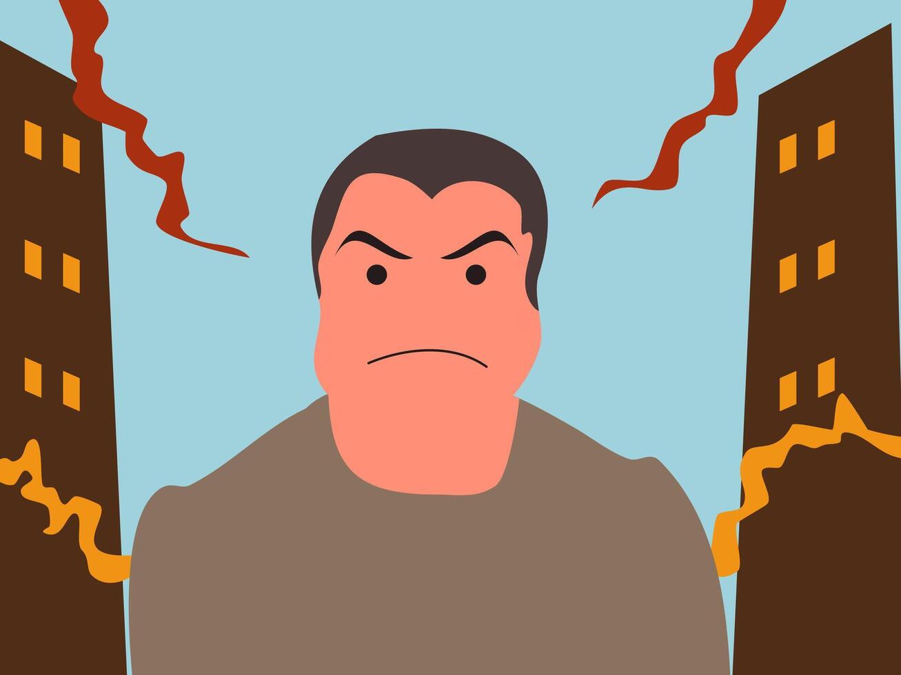 ironic man flat design illustration with building vector