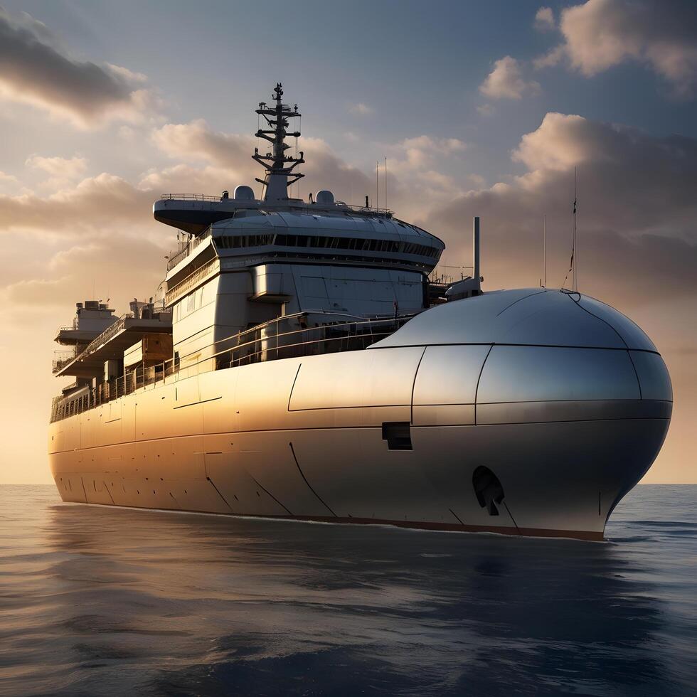 Future nautical Cargo transport ship vessel in the ocean photo