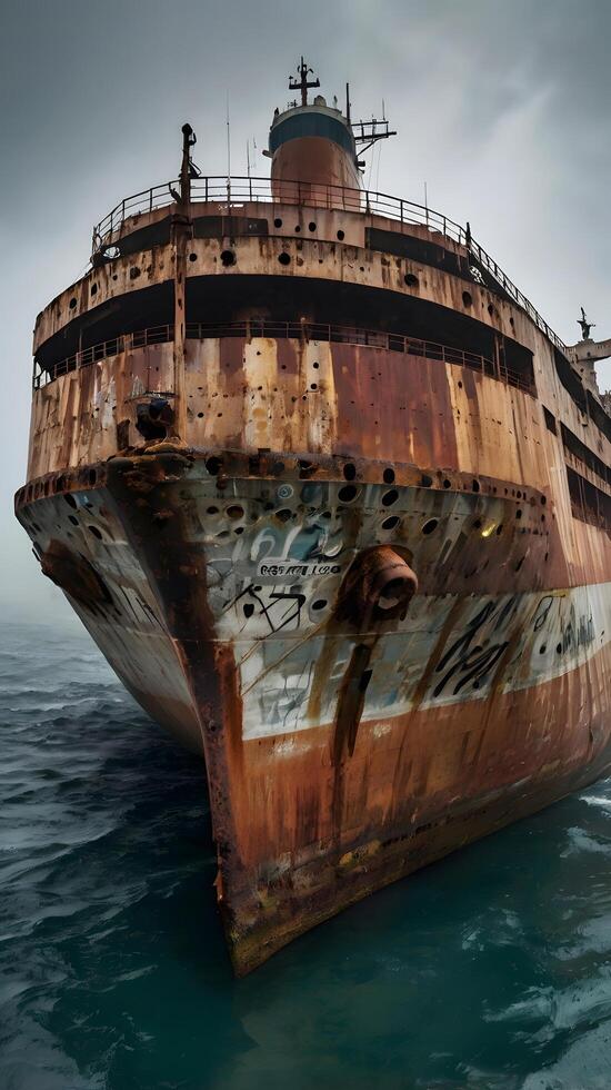 Rustic Cargo container transport ship vessel photo