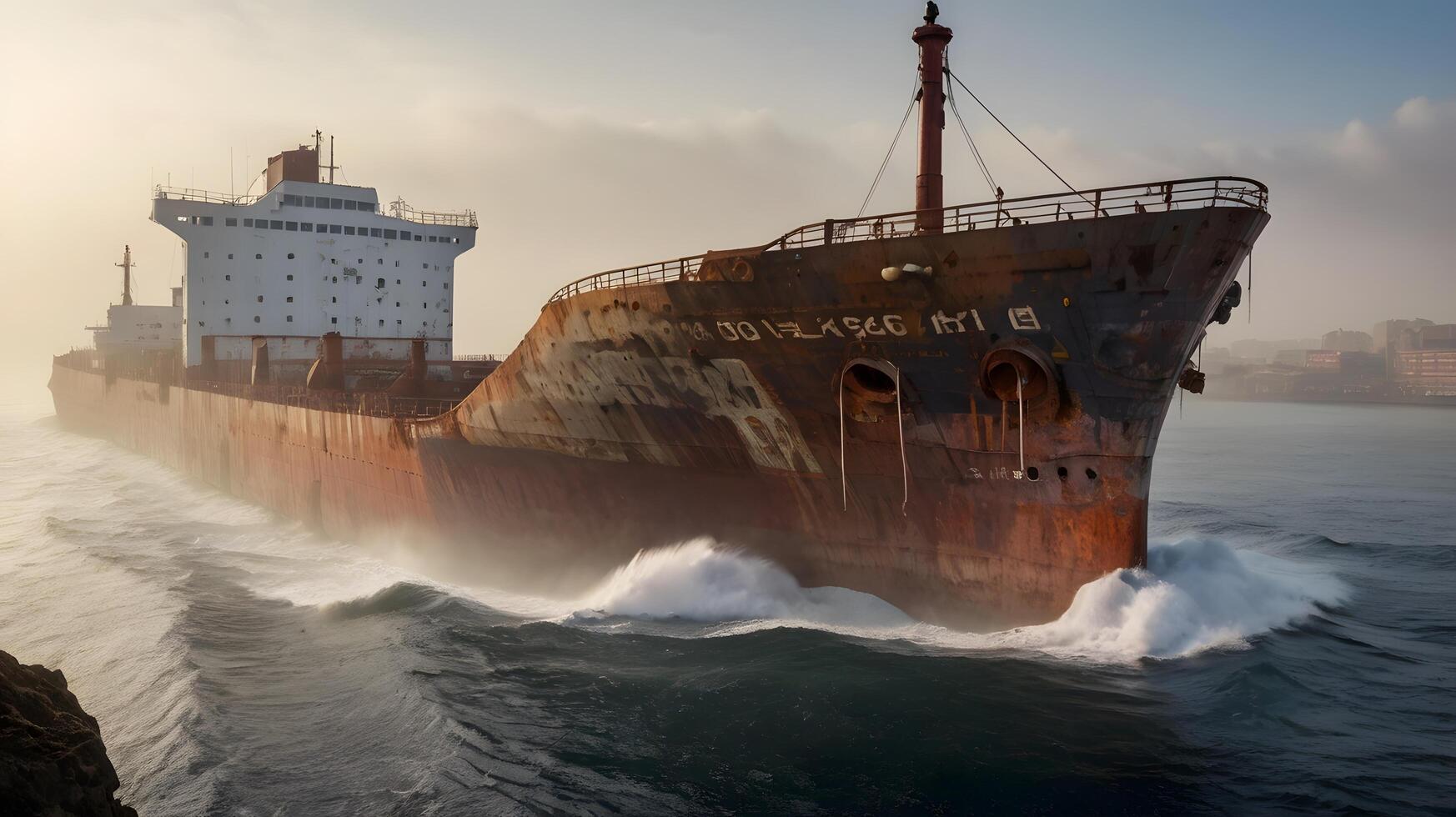 Rustic Cargo container transport ship vessel photo